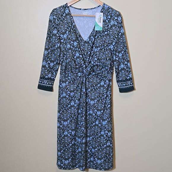 Lands End Modal Floral Dress Front Twist Size Small Tradwife Modest Knee Length - Picture 2 of 11